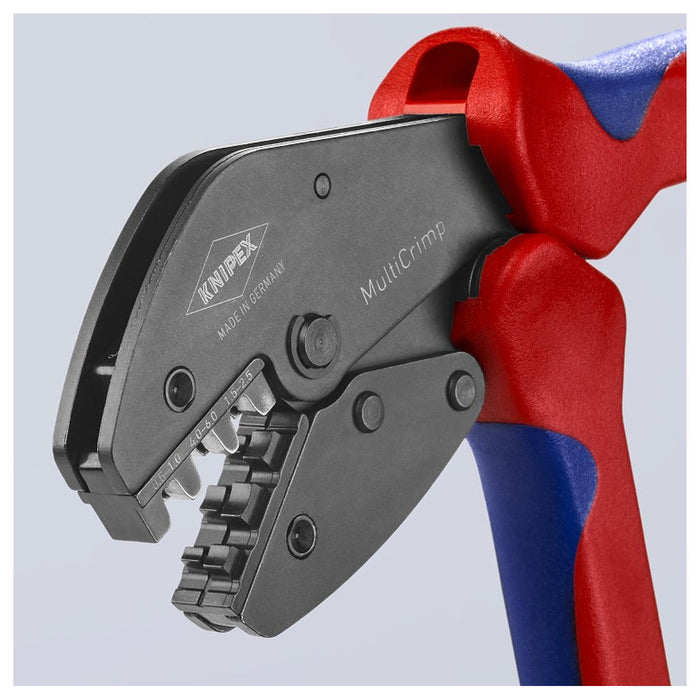 Kìm bấm cose đa năng, loại 3 ngàm bấm dòng MultiCrimp KNIPEX 97 33 01 chiều dài 250mm, khả năng bấm cose từ 0.25mm² - 6mm²