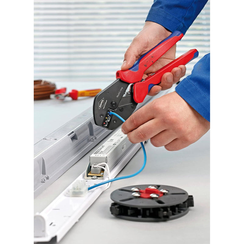 Kìm bấm cose đa năng, loại 3 ngàm bấm dòng MultiCrimp KNIPEX 97 33 01 chiều dài 250mm, khả năng bấm cose từ 0.25mm² - 6mm²
