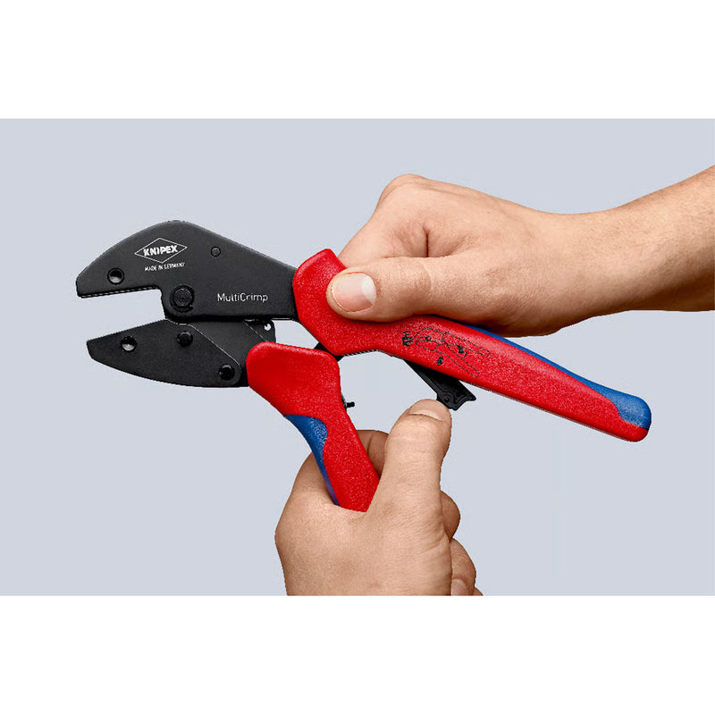 Kìm bấm cose đa năng, loại 3 ngàm bấm dòng MultiCrimp KNIPEX 97 33 01 chiều dài 250mm, khả năng bấm cose từ 0.25mm² - 6mm²