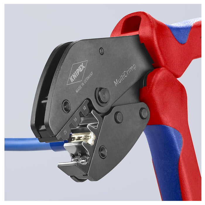 Kìm bấm cose đa năng, loại 5 ngàm bấm dòng MultiCrimp KNIPEX 97 33 02 chiều dài 250mm, khả năng bấm cose từ 0.25mm² - 10mm²