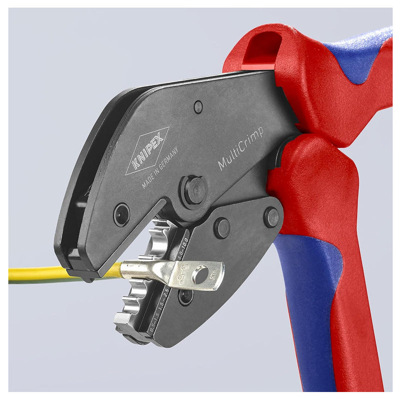 Kìm bấm cose đa năng, loại 5 ngàm bấm dòng MultiCrimp KNIPEX 97 33 02 chiều dài 250mm, khả năng bấm cose từ 0.25mm² - 10mm²