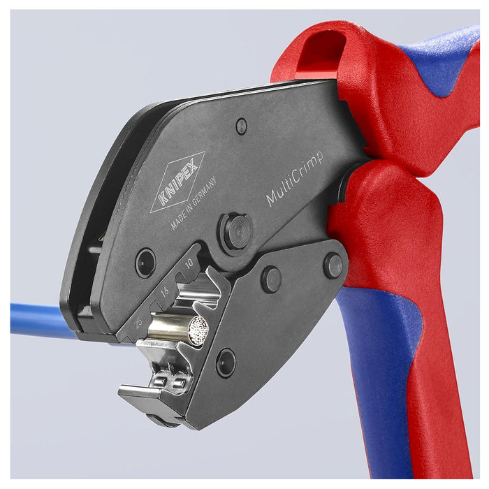 Kìm bấm cose đa năng, loại 5 ngàm bấm dòng MultiCrimp KNIPEX 97 33 02 chiều dài 250mm, khả năng bấm cose từ 0.25mm² - 10mm²