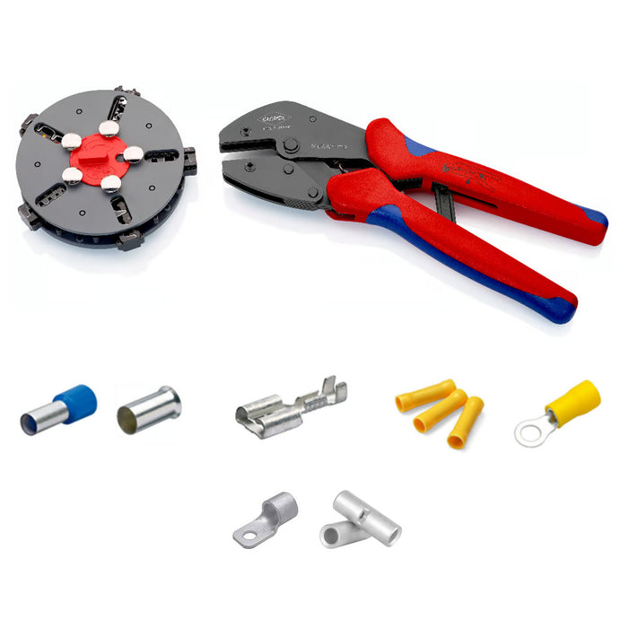 Kìm bấm cose đa năng, loại 5 ngàm bấm dòng MultiCrimp KNIPEX 97 33 02 chiều dài 250mm, khả năng bấm cose từ 0.25mm² - 10mm²