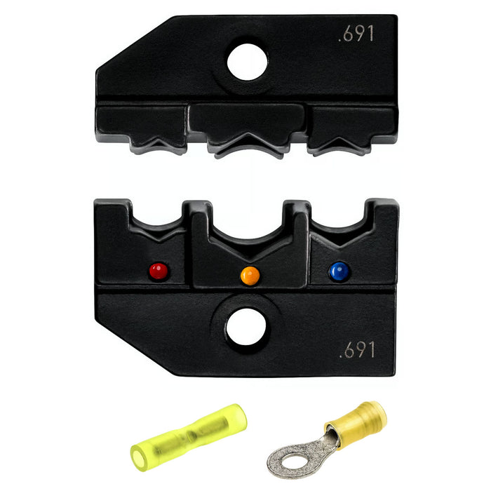 Ngàm bấm cose nối thẳng, cose tròn bọc nhựa cách điện co nhiệt KNIPEX 97 49 06 PI khả năng bấm cose từ 0.5mm² - 6mm², dùng cho kìm 97 43 200 / 97 43 200 A