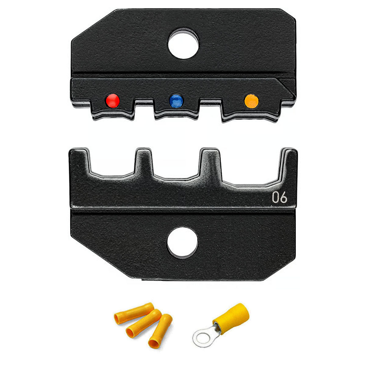 Ngàm bấm cose nối thẳng, cose tròn bọc nhựa cách điện KNIPEX 97 49 06 khả năng bấm cose từ 0.5mm² - 6mm², dùng cho kìm 97 43 200 / 97 43 200 A