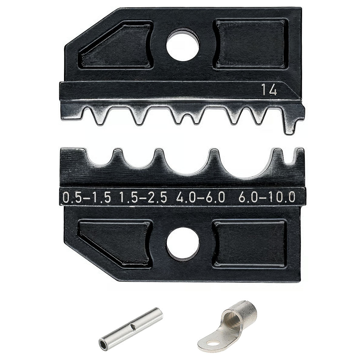 Ngàm bấm cose nối thẳng, cose tròn không cách điện KNIPEX 97 49 14 khả năng bấm cose từ 0.5mm² - 10mm², dùng cho kìm 97 43 200 / 97 43 200 A