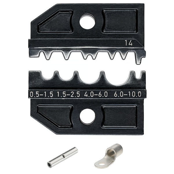Ngàm bấm cose nối thẳng, cose tròn không cách điện KNIPEX 97 49 14 khả năng bấm cose từ 0.5mm² - 10mm², dùng cho kìm 97 43 200 / 97 43 200 A