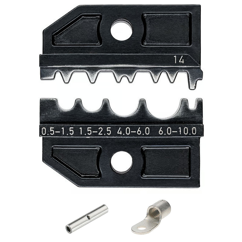 Ngàm bấm cose nối thẳng, cose tròn không cách điện KNIPEX 97 49 14 khả năng bấm cose từ 0.5mm² - 10mm², dùng cho kìm 97 43 200 / 97 43 200 A