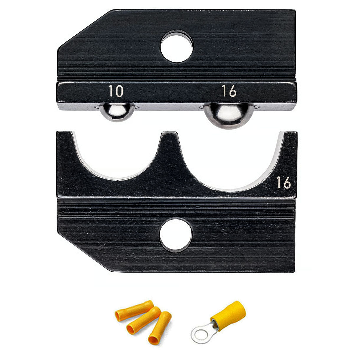 Ngàm bấm cose nối thẳng, cose tròn bọc nhựa cách điện KNIPEX 97 49 16 khả năng bấm cose 10mm² - 16mm², dùng cho kìm 97 43 200 / 97 43 200 A