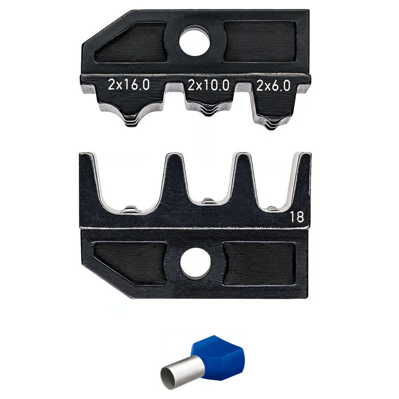 Ngàm bấm cose pin rỗng đôi KNIPEX 97 49 18 khả năng bấm cose từ 2x6mm² - 2x16mm², dùng cho kìm 97 43 200/ 97 43 200 A