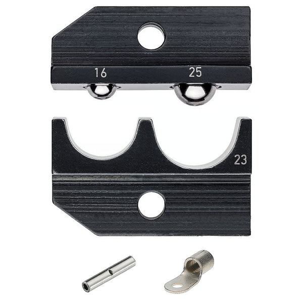 Ngàm bấm cose nối thẳng, cose tròn không cách điện KNIPEX 97 49 23 khả năng bấm cose 16mm² / 25mm², dùng cho kìm 97 43 200 / 97 43 200 A