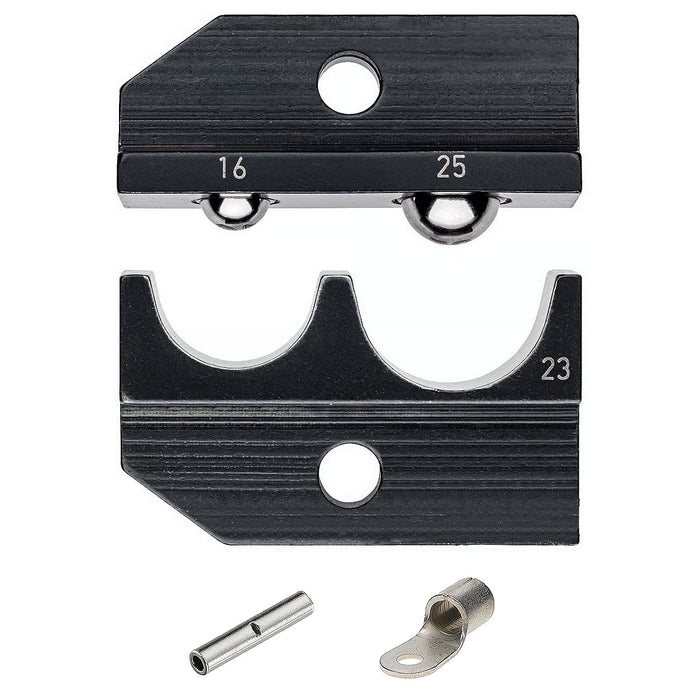 Ngàm bấm cose nối thẳng, cose tròn không cách điện KNIPEX 97 49 23 khả năng bấm cose 16mm² / 25mm², dùng cho kìm 97 43 200 / 97 43 200 A