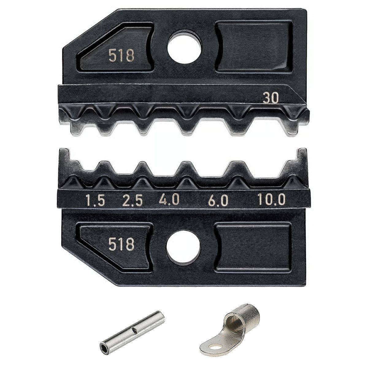 Ngàm bấm cose nối thẳng, cose tròn không cách điện theo tiêu chuẩn DIN 46235/ 46267 KNIPEX 97 49 30 khả năng bấm cose từ 1.5mm² - 10mm², dùng cho kìm 97 43 200 / 97 43 200 A