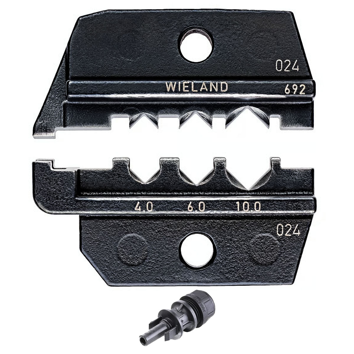 Ngàm bấm cose cho cáp năng lượng mặt trời Wieland PST 40 KNIPEX 97 49 69 2 khả năng bấm cose từ 4mm² - 10mm², dùng cho kìm 97 43 200 / 97 43 200 A