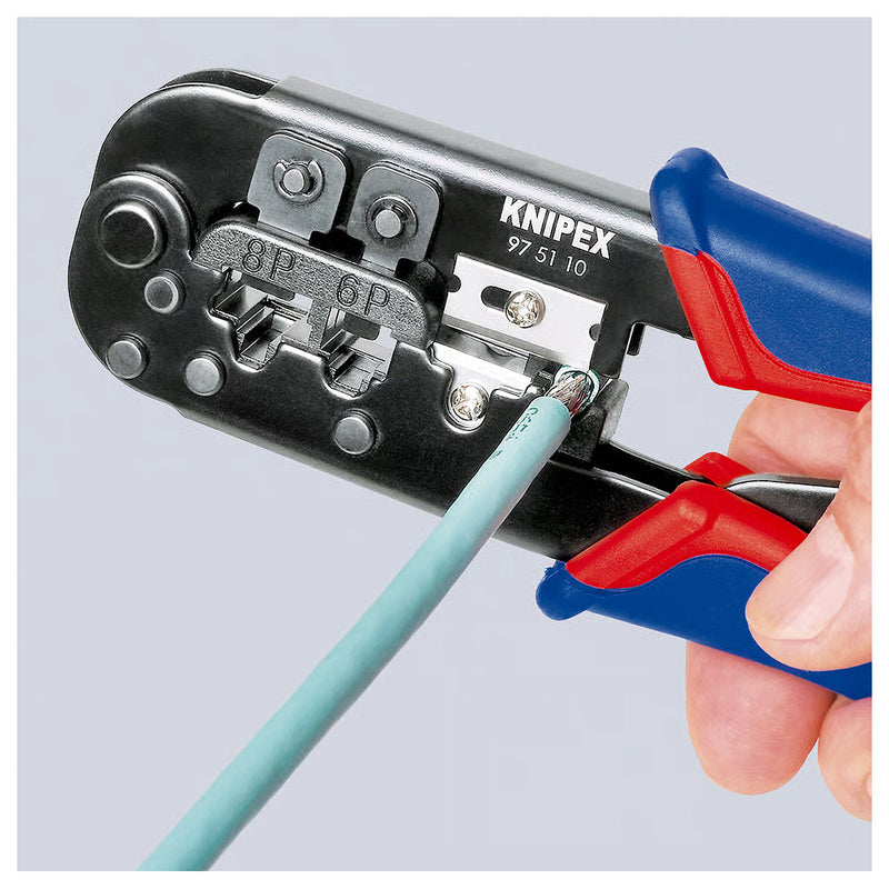 Kìm bấm cose cáp mạng KNIPEX 97 51 10 chiều dài 190mm, cho cose RJ11/12, RJ45