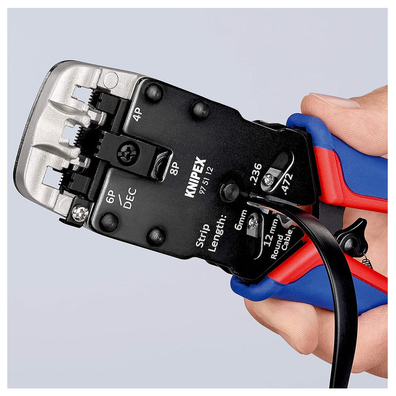 Kìm bấm cose cáp mạng KNIPEX 97 51 12 chiều dài 200mm, cho cose RJ10, RJ11/12, RJ45