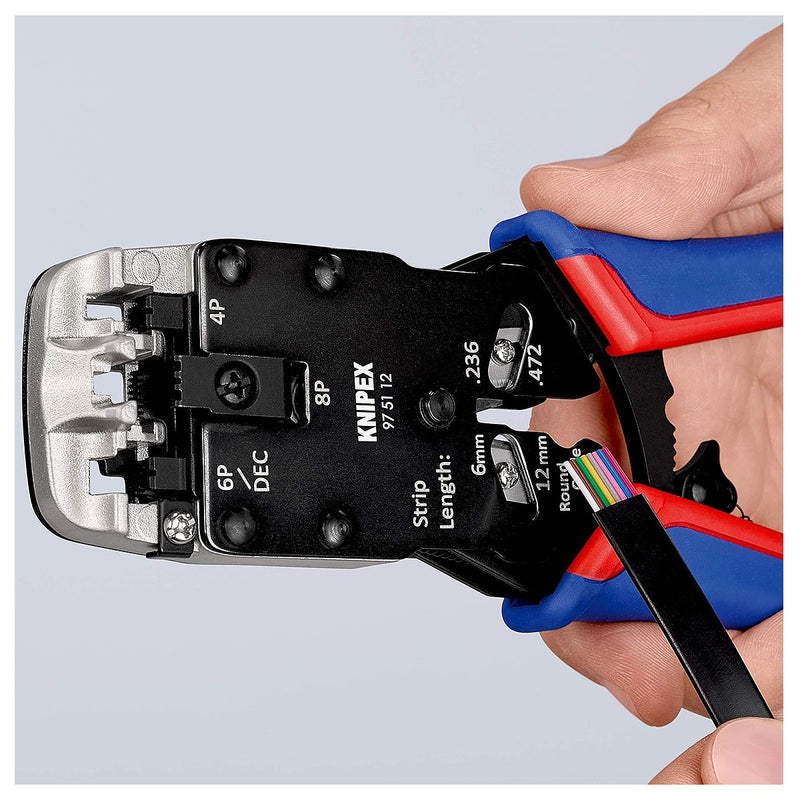 Kìm bấm cose cáp mạng KNIPEX 97 51 12 chiều dài 200mm, cho cose RJ10, RJ11/12, RJ45