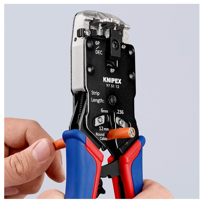 Kìm bấm cose cáp mạng KNIPEX 97 51 12 chiều dài 200mm, cho cose RJ10, RJ11/12, RJ45