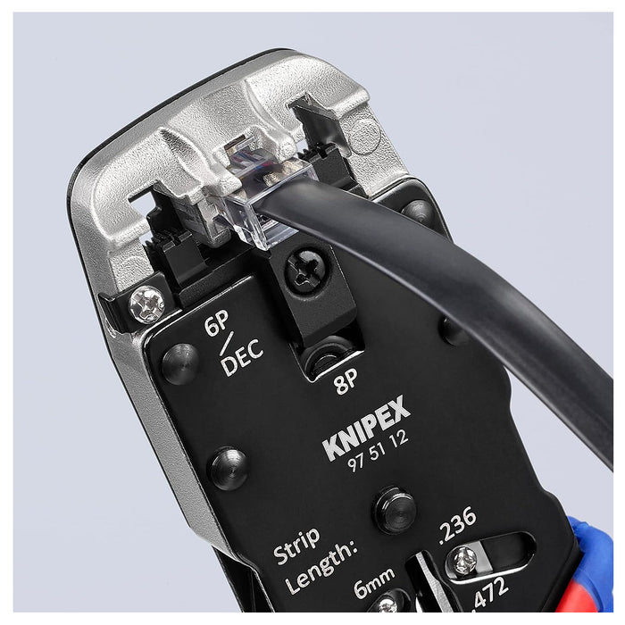 Kìm bấm cose cáp mạng KNIPEX 97 51 12 chiều dài 200mm, cho cose RJ10, RJ11/12, RJ45