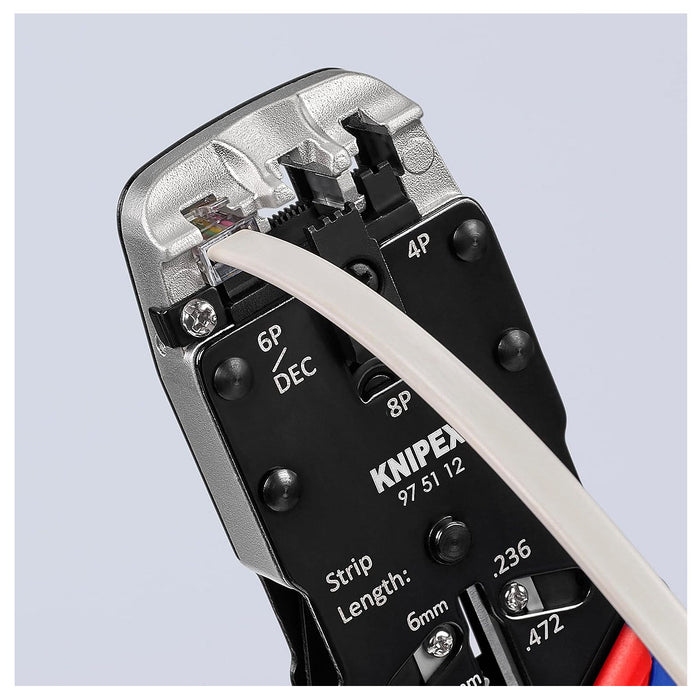 Kìm bấm cose cáp mạng KNIPEX 97 51 12 chiều dài 200mm, cho cose RJ10, RJ11/12, RJ45