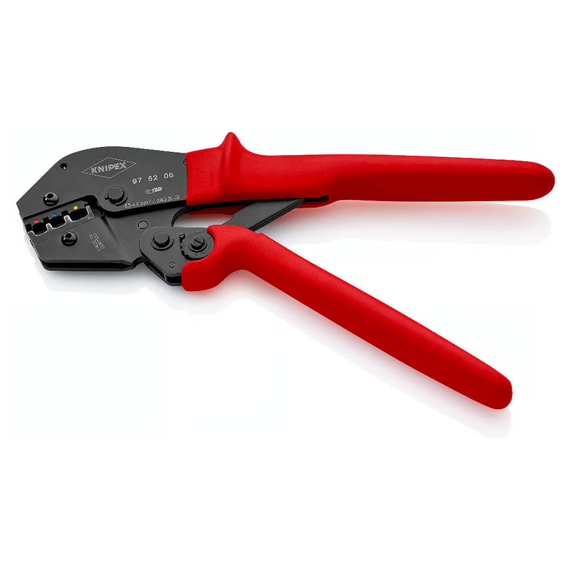 Kìm bấm cose nối thẳng, cose tròn bọc nhựa cách điện KNIPEX 97 52 06 chiều dài 250mm, khả năng bấm cose từ 0.5mm² - 6mm²