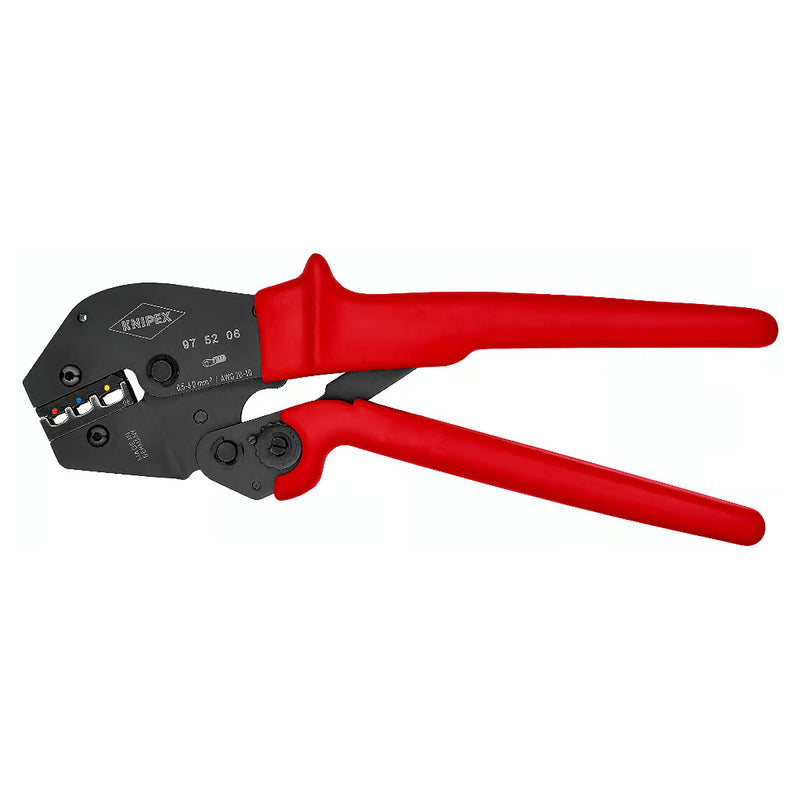 Kìm bấm cose nối thẳng, cose tròn bọc nhựa cách điện KNIPEX 97 52 06 chiều dài 250mm, khả năng bấm cose từ 0.5mm² - 6mm²
