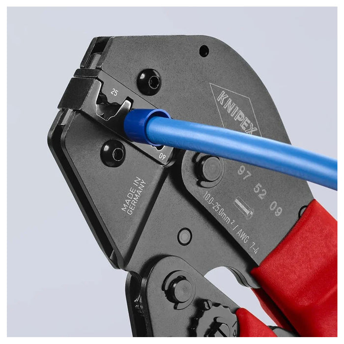 Kìm bấm cose pin rỗng KNIPEX 97 52 09 chiều dài 250mm, khả năng bấm cose từ 10mm² - 25mm²
