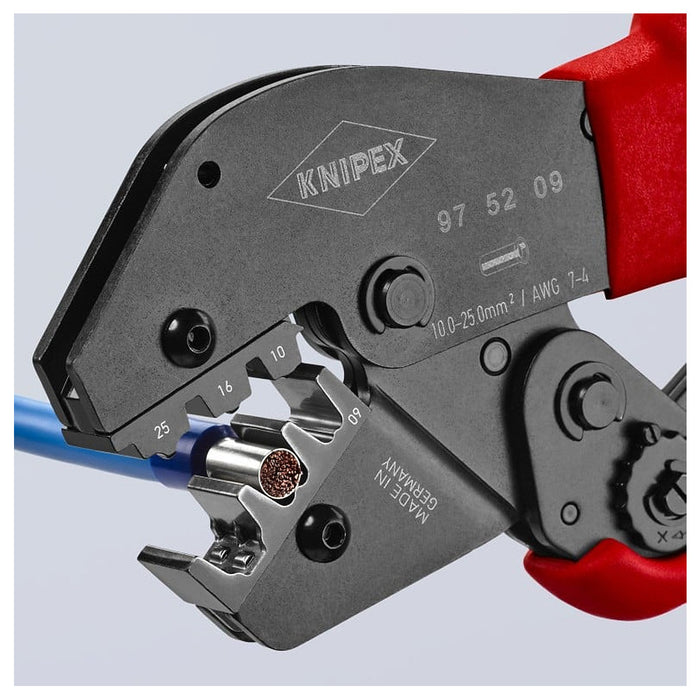 Kìm bấm cose pin rỗng KNIPEX 97 52 09 chiều dài 250mm, khả năng bấm cose từ 10mm² - 25mm²