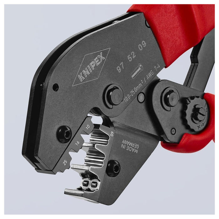 Kìm bấm cose pin rỗng KNIPEX 97 52 09 chiều dài 250mm, khả năng bấm cose từ 10mm² - 25mm²
