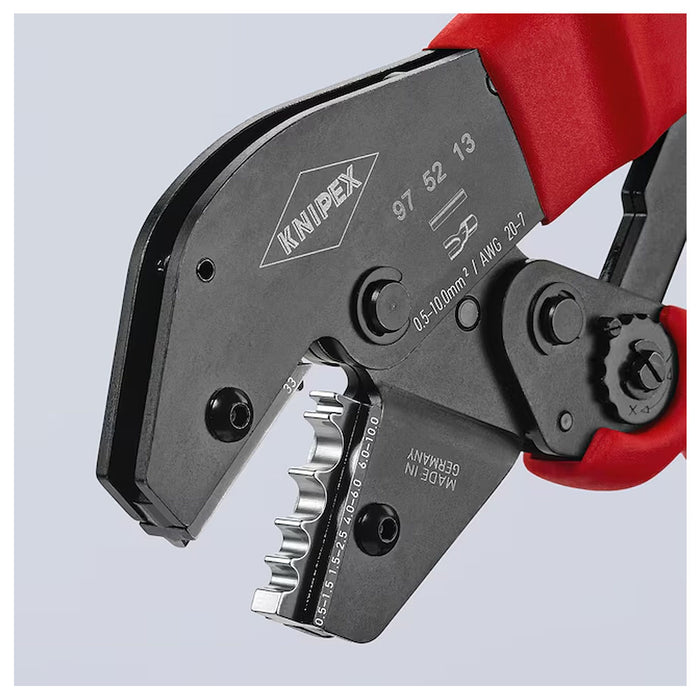 Kìm bấm cose nối thẳng, cose tròn KNIPEX 97 52 13 chiều dài 250mm, khả năng bấm cose từ 0.5mm² - 10mm²