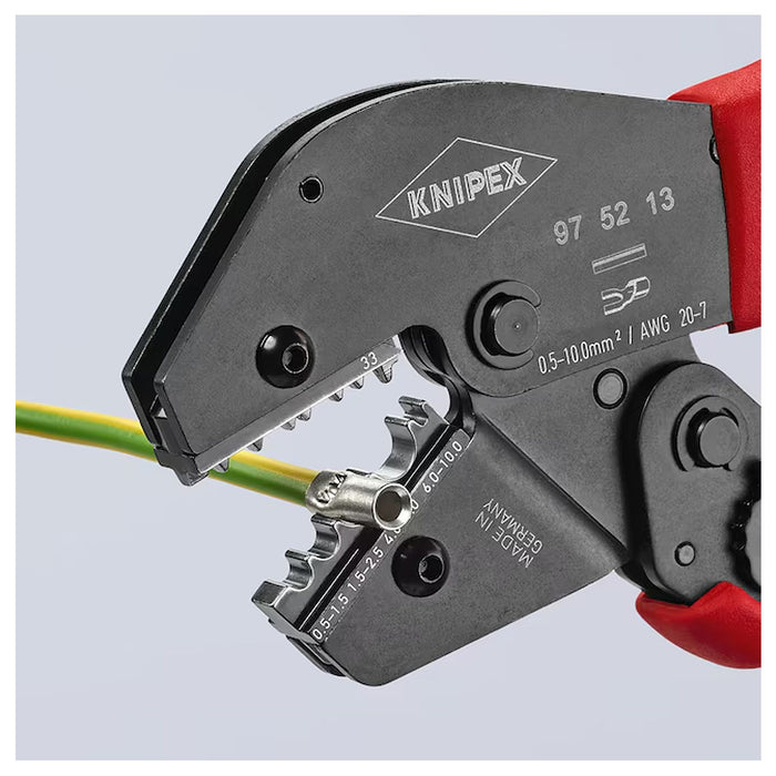 Kìm bấm cose nối thẳng, cose tròn KNIPEX 97 52 13 chiều dài 250mm, khả năng bấm cose từ 0.5mm² - 10mm²