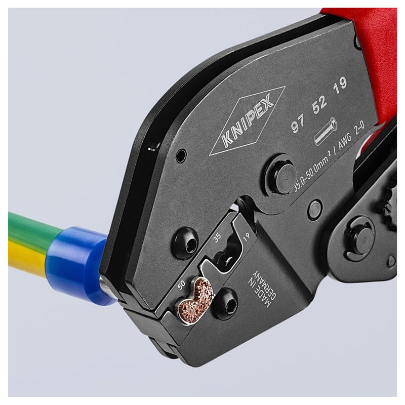 Kìm bấm cose pin rỗng KNIPEX 97 52 19 chiều dài 250mm, khả năng bấm cose từ 35mm² - 50mm²