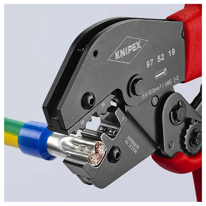 Kìm bấm cose pin rỗng KNIPEX 97 52 19 chiều dài 250mm, khả năng bấm cose từ 35mm² - 50mm²