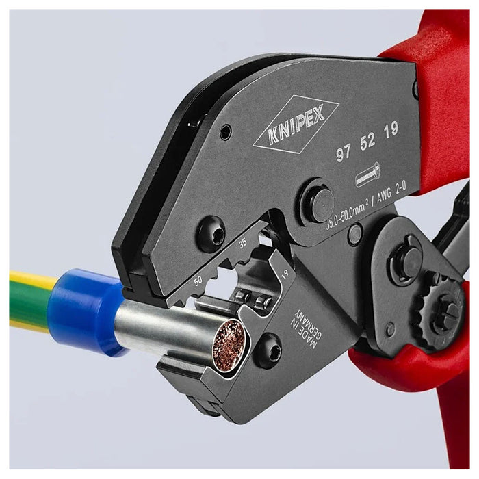 Kìm bấm cose pin rỗng KNIPEX 97 52 19 chiều dài 250mm, khả năng bấm cose từ 35mm² - 50mm²