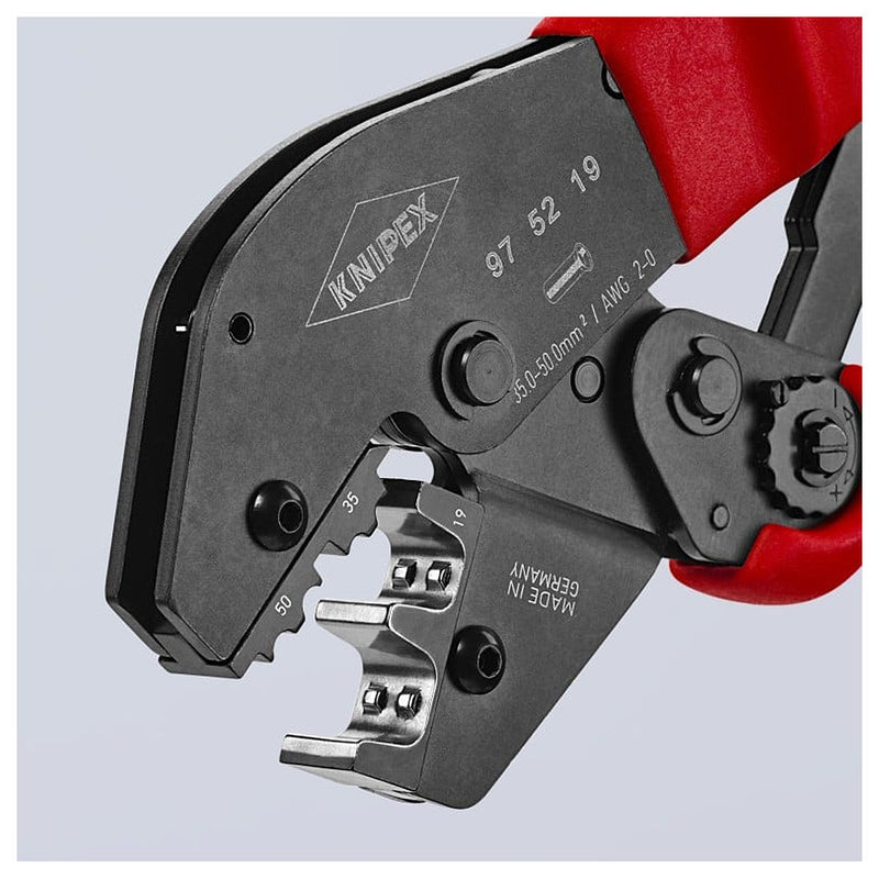 Kìm bấm cose pin rỗng KNIPEX 97 52 19 chiều dài 250mm, khả năng bấm cose từ 35mm² - 50mm²
