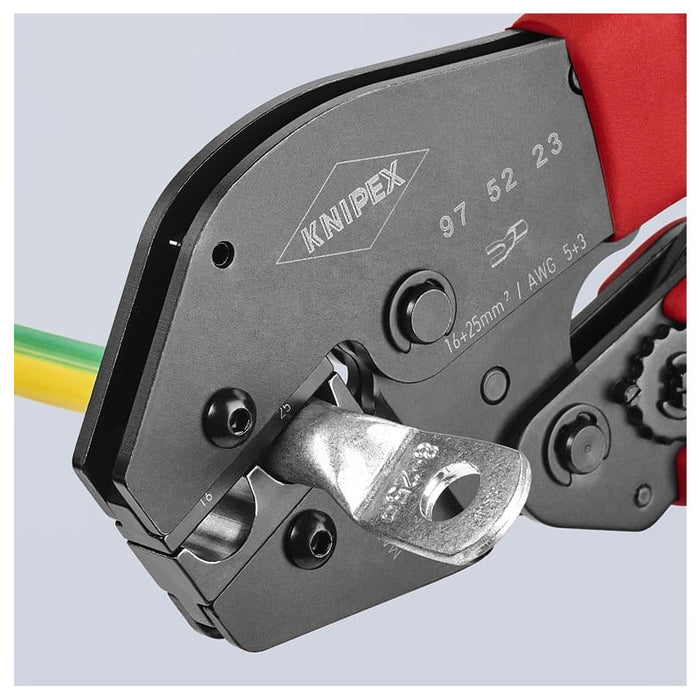 Kìm bấm cose tròn KNIPEX 97 52 23 chiều dài 250mm, khả năng bấm cose 16mm², 25mm²