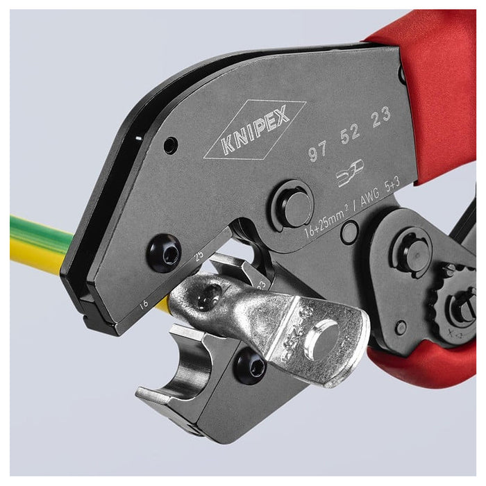 Kìm bấm cose tròn KNIPEX 97 52 23 chiều dài 250mm, khả năng bấm cose 16mm², 25mm²