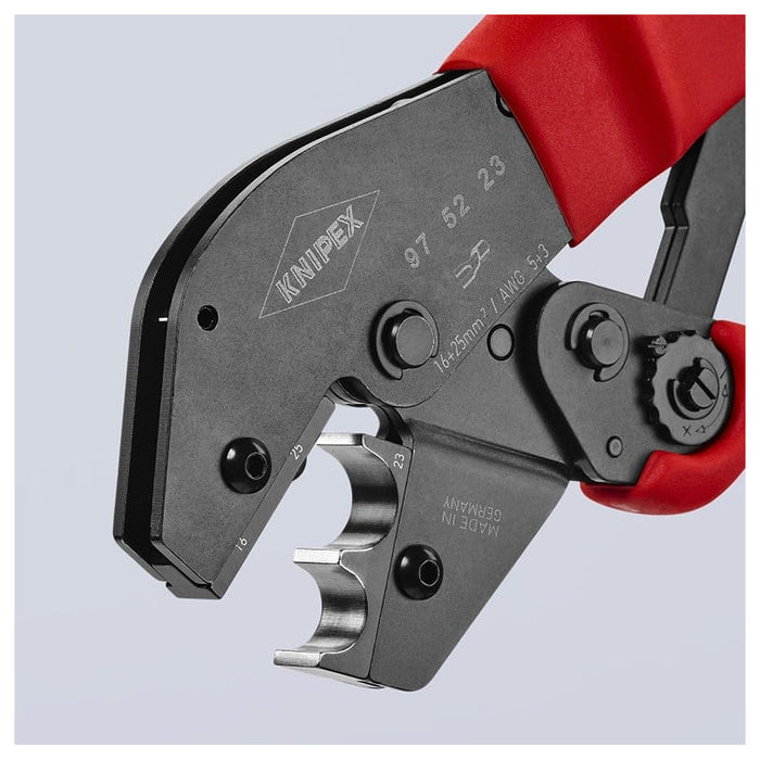 Kìm bấm cose tròn KNIPEX 97 52 23 chiều dài 250mm, khả năng bấm cose 16mm², 25mm²