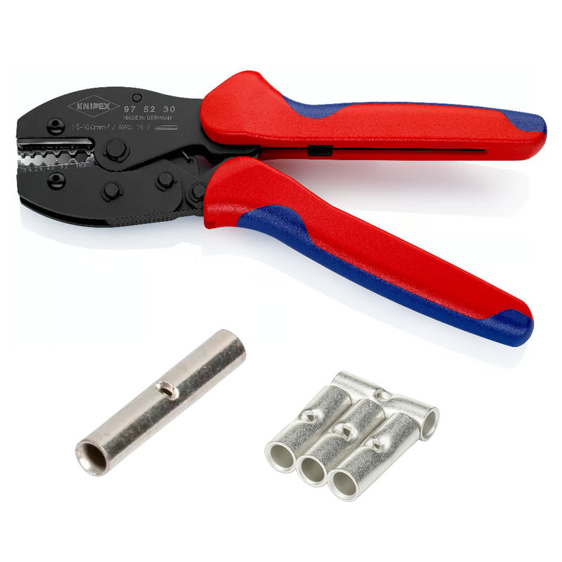 Kìm bấm cose trần nối thẳng dòng PreciForce KNIPEX 97 52 30 chiều dài 220mm, khả năng bấm cose từ 1.5mm² - 10mm²