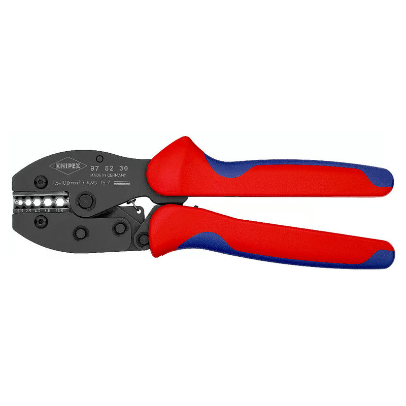 Kìm bấm cose trần nối thẳng dòng PreciForce KNIPEX 97 52 30 chiều dài 220mm, khả năng bấm cose từ 1.5mm² - 10mm²