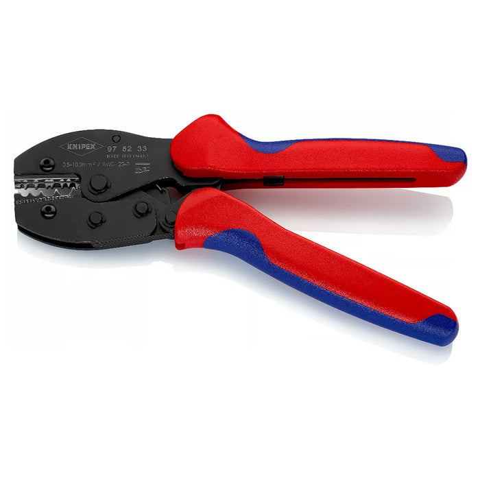 Kìm bấm cose trần nối thẳng và cose tròn dòng PreciForce KNIPEX 97 52 33 chiều dài 220mm, khả năng bấm cose từ 0.5mm² - 10mm²