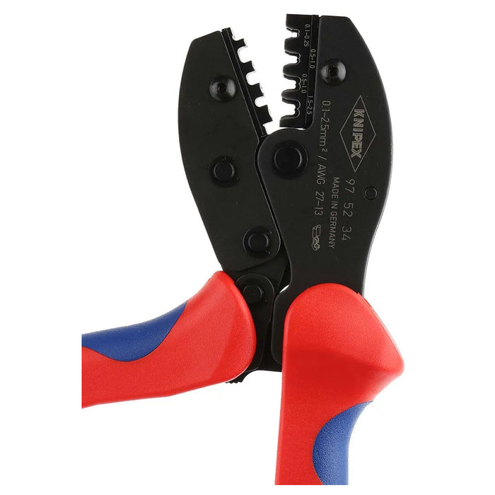 Kìm bấm cose ghim trần dòng PreciForce KNIPEX 97 52 34 chiều dài 220mm, khả năng bấm cose từ 0.1mm² - 2.5mm², độ rộng cose 2.8mm và 4.8mm