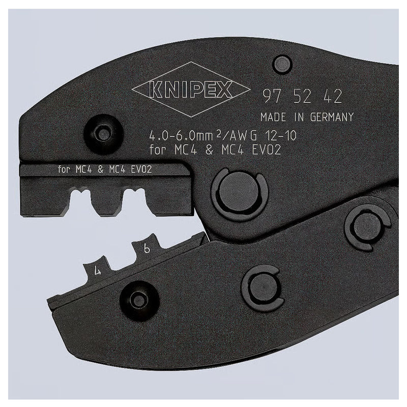 Kìm bấm cose MC4/ MC4 EVO 2 dòng PreciForce KNIPEX 97 52 42 chiều dài 220mm, khả năng bấm cose từ 4mm² - 6mm²