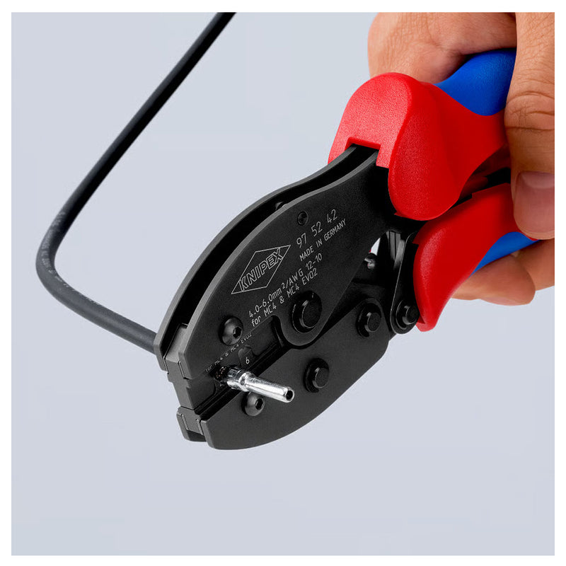 Kìm bấm cose MC4/ MC4 EVO 2 dòng PreciForce KNIPEX 97 52 42 chiều dài 220mm, khả năng bấm cose từ 4mm² - 6mm²
