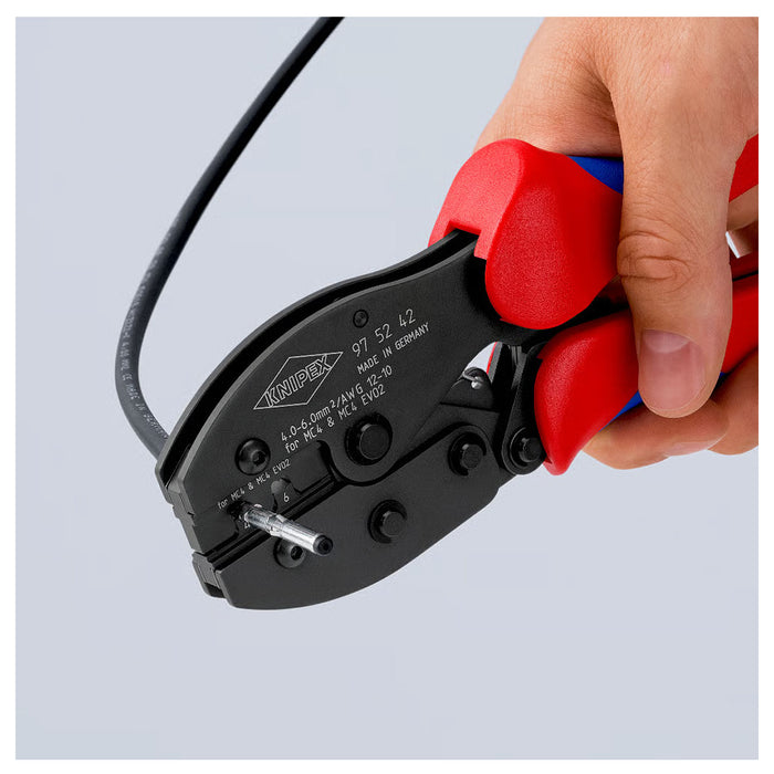 Kìm bấm cose MC4/ MC4 EVO 2 dòng PreciForce KNIPEX 97 52 42 chiều dài 220mm, khả năng bấm cose từ 4mm² - 6mm²