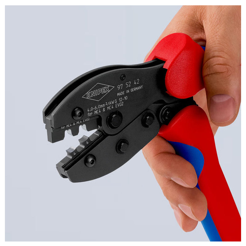 Kìm bấm cose MC4/ MC4 EVO 2 dòng PreciForce KNIPEX 97 52 42 chiều dài 220mm, khả năng bấm cose từ 4mm² - 6mm²