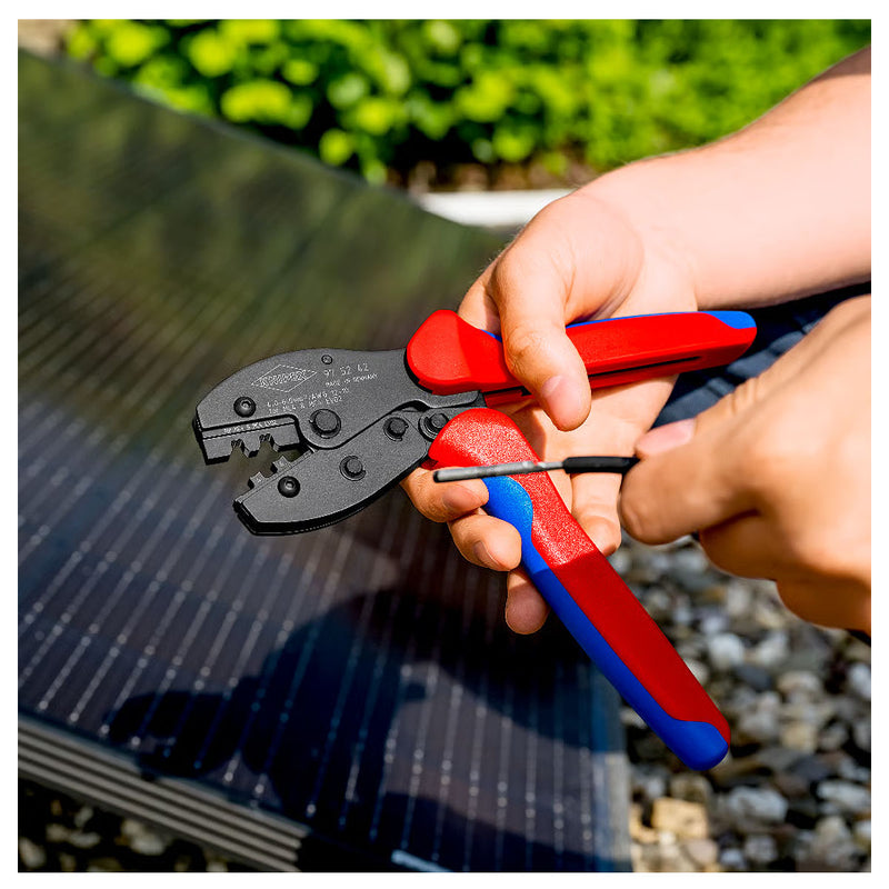 Kìm bấm cose MC4/ MC4 EVO 2 dòng PreciForce KNIPEX 97 52 42 chiều dài 220mm, khả năng bấm cose từ 4mm² - 6mm²