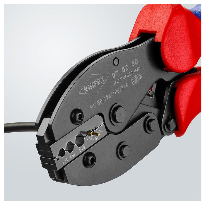Kìm bấm cose BNC, TNC cho cáp đồng trục dòng PreciForce KNIPEX 97 52 50 chiều dài 220mm
