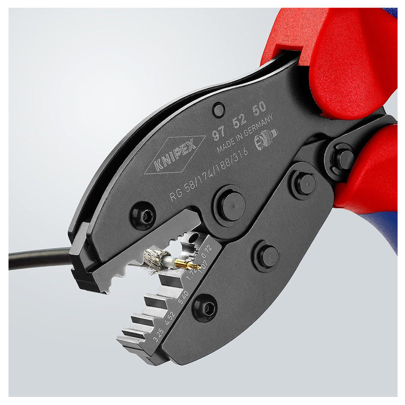 Kìm bấm cose BNC, TNC cho cáp đồng trục dòng PreciForce KNIPEX 97 52 50 chiều dài 220mm