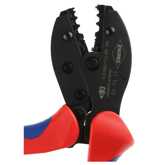 Kìm bấm cose BNC, TNC cho cáp đồng trục dòng PreciForce KNIPEX 97 52 50 chiều dài 220mm